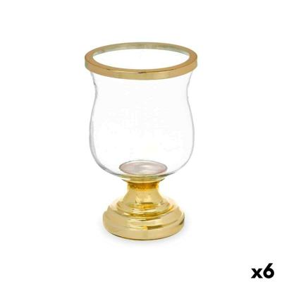Kaarshouder Gift Decor Gouden Kristal Staal 15,5 x 26 x 15,5 cm Fluitglas (6 Stuks)