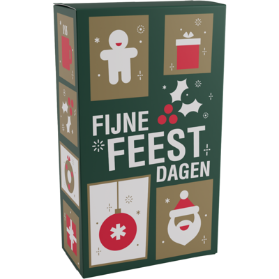 Flesdoos | Tegels | karton + PP | 2 flessen | 190x95x330mm | Kerstmis | 100 stuks