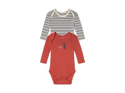 lupilu 2 baby rompers (Bruin/gestreept, 62/68)