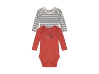 lupilu 2 baby rompers (Bruin/gestreept, 62/68) - thumbnail