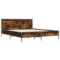 Bedframe bewerkt hout metaal gerookt eikenkleurig 120x200 cm - thumbnail