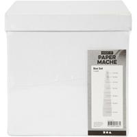 Creativ Company Vierkante dozen, vierkant, h: 7,5+10+13+15+18+20+23 cm, afm 7,5+10+13+15+18+20+23 cm, wit, 7 stuk/ 1 set - thumbnail