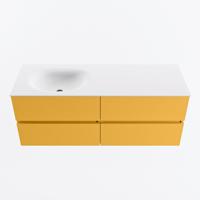 MONDIAZ VICA 130cm badmeubel onderkast Ocher 4 lades. Wastafel MOON links zonder kraangat, kleur Talc. - thumbnail