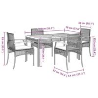 5-delige Tuinset met kussens poly rattan zwart - thumbnail