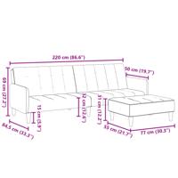 Slaapbank 2-zits met voetenbank stof lichtgrijs - thumbnail