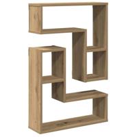Wandschappen kubus 2 st 50x15x50 cm hout artisanaal eiken - thumbnail