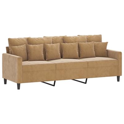 4-delige Loungeset met kussens fluweel bruin - thumbnail