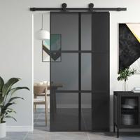 VidaXL Schuifdeur 102,5x205 cm gehard glas en aluminium zwart - thumbnail
