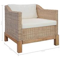 Fauteuil met kussens natuurlijk rattan - thumbnail