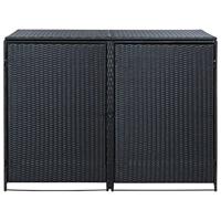 Containerberging dubbel 148x80x111 cm poly rattan zwart - thumbnail