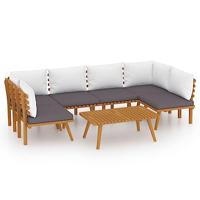 7-delige Loungeset met kussens massief acaciahout - thumbnail