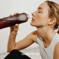 Waterdrop Glass Bottle 600 ml Nero Frosted Black Stijlvol Duurzaam - thumbnail