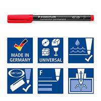 Staedtler Lumocoler 318, OHP-marker, permanent, 0,6 mm, etui van 6 stuks in geassorteerde klassieke kleur - thumbnail