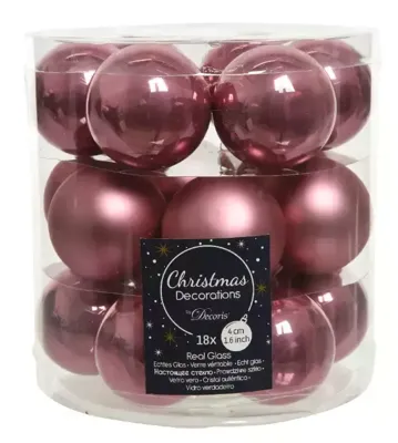 Decoris kerstballen glas verloursroze 4cm 18st Decoris kerstballen glas verloursroze 4cm 18st
