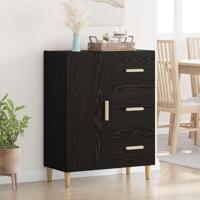 Dressoir met lade Zwart eiken 34 x 69,5 x 90 cm Bewerkt hout - thumbnail