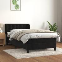 Boxspring met matras fluweel zwart 90x190 cm - thumbnail