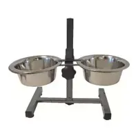 H-model standaard inclusief RVS bakken 17 cm hamerslag Eet-en-drinkbakken-hond Gebr. de Boon - Gebr de boon - thumbnail