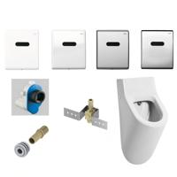 Salenzi Urinoir Set Hung Achterinlaat Mat Wit met TECE Drukplaat Elektronisch - Urinoirset-tecelekb - thumbnail