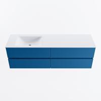 MONDIAZ VICA 160cm badmeubel onderkast Jeans 4 lades. Wastafel CLOUD links 1 kraangat, kleur Talc. - thumbnail