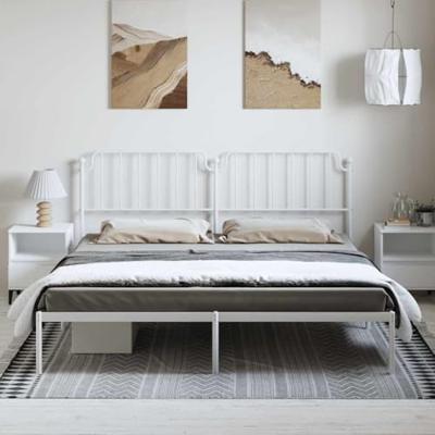 Bedframe met hoofdbord metaal wit 193x203 cm Bedframe met hoofdbord metaal wit 193x203 cm