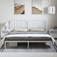 Bedframe met hoofdbord metaal wit 193x203 cm - thumbnail