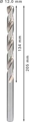 Bosch Accessories 2608596834 HSS Metaal-spiraalboor 12 mm Gezamenlijke lengte 205 mm Geslepen DIN 340 Cilinderschacht 5 stuk(s)