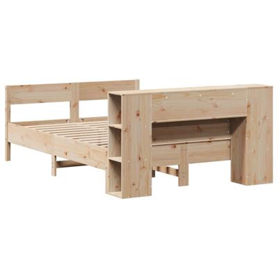 Bed met boekenkast zonder matras massief grenenhout 135x190 cm - thumbnail