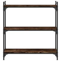 Boekenkast 3-laags 80x30x86 cm bewerkt hout gerookt eikenkleur - thumbnail