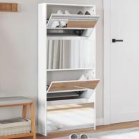 Schoenenkast met spiegel 4-laags 63x17x134 cm hoogglans wit - thumbnail