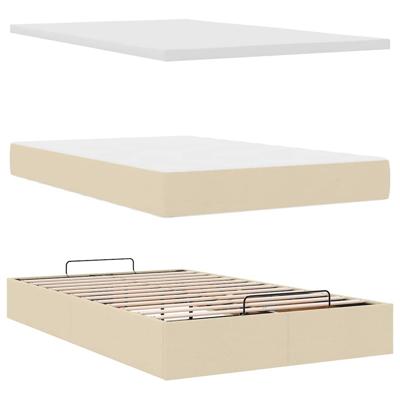 Ottoman bed met matras 180x200cm stof crèmekleurig