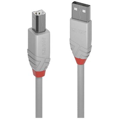 LINDY 36682 USB-kabel USB 2.0 USB-A stekker, USB-B stekker 1.00 m Grijs