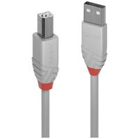 LINDY 36682 USB-kabel USB 2.0 USB-A stekker, USB-B stekker 1.00 m Grijs - thumbnail