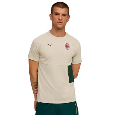 PUMA AC Milan Pumatech T-Shirt 2025-2026 Beige Donkergroen PUMA AC Milan Pumatech T-Shirt 2025-2026 Beige Donkergroen