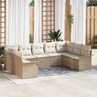 Tuinbankenset met kussen Beige poly rattan - thumbnail