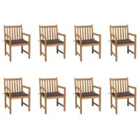 Tuinstoelen 8 st met taupe kussens massief teakhout - thumbnail
