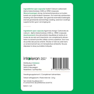 Fibractase 1200 - Testpack 6 Capsules | Helpt bij de vertering van Fructanen & Galactanen | Vermindert gasvorming | Complexe koolhydraten | Intoleran