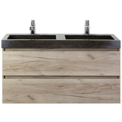 Maxx XL Badmeubelset 120 cm - Craft Oak - Wastafel Lucca Dubbel 2 Kraangaten