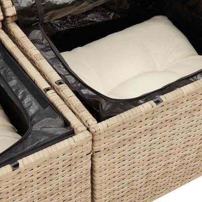 4-delige Loungeset met kussens poly rattan beige - thumbnail