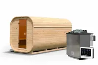 Karibu | Barrelsauna Quadro 3 | Biokachel 9 kW Externe Bediening - thumbnail