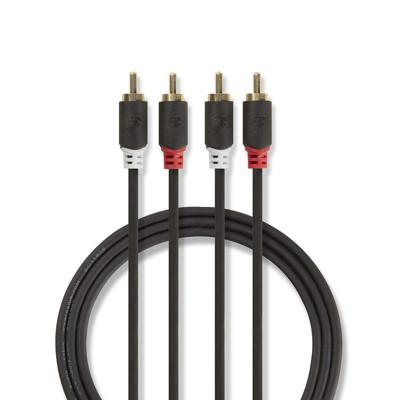 Nedis Stereo-Audiokabel | 2x RCA Male | 2x RCA Male | 1 m | 1 stuks - CABW24200AT10 CABW24200AT10