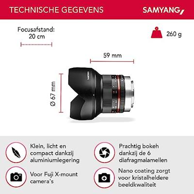 Samyang 12mm F/2.0 NCS CS Fuji X Zwart