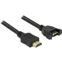 Delock 85102 HDMI-kabel HDMI Verlengkabel HDMI-A-stekker, HDMI-A-bus 1.00 m Zwart Schroefbaar, Vergulde steekcontacten - thumbnail