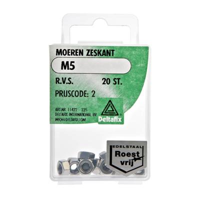 Moeren zeskant m10 rvs 6st Deltafix - Deltafix