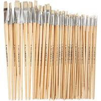 Creativ Company Nature line kwasten, afm 1+2+4+8+14+20, l: 27,5-33 cm, b: 5-19 mm, plat, 64 stuk/ 1 doos - thumbnail