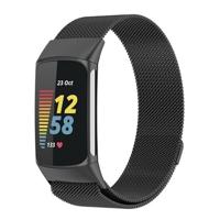 By Qubix - Milanese bandje - Zwart - Compatible met Compatible met Fitbit Charge 5 - Compatible fitbit bandje - thumbnail