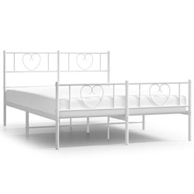 Bedframe met hoofd- en voeteneinde metaal wit 135x190 cm