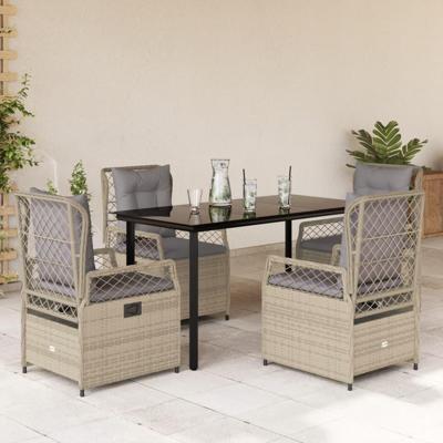 5-delige Tuinset met kussens poly rattan beige