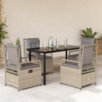 5-delige Tuinset met kussens poly rattan beige - thumbnail