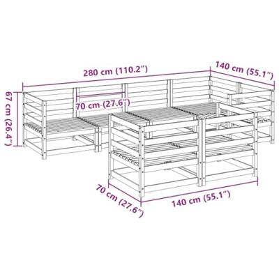 7-delige Loungeset massief grenenhout