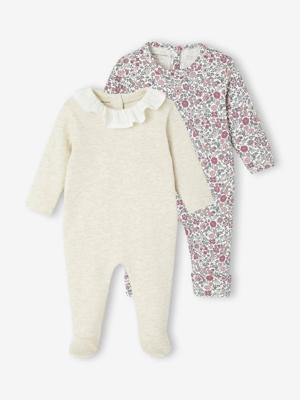Set van 2 babyslaappakjes voor pasgeborenen gemêleerd beige